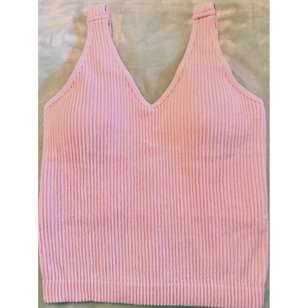 Ava Lane Women's Ribbed Padded Lt. Pink Bralette M/L